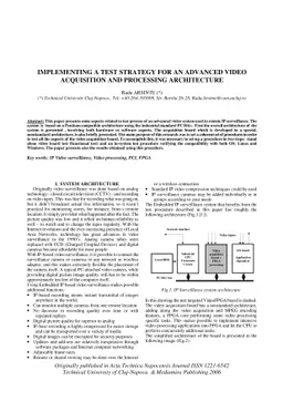 Implementing a Test Strategy for an Advanced Video Acquisition and
  Processing Architecture