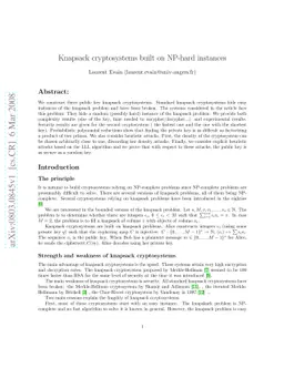Knapsack cryptosystems built on NP-hard instance