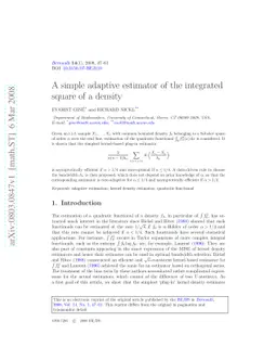 A simple adaptive estimator of the integrated square of a density