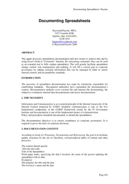 Documenting Spreadsheets