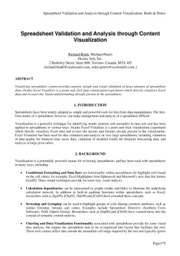 Spreadsheet Validation and Analysis through Content Visualization
