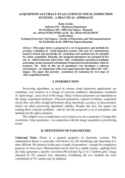 Acquisition Accuracy Evaluation in Visual Inspection Systems - a
  Practical Approach