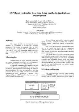 DSP Based System for Real time Voice Synthesis Applications Development