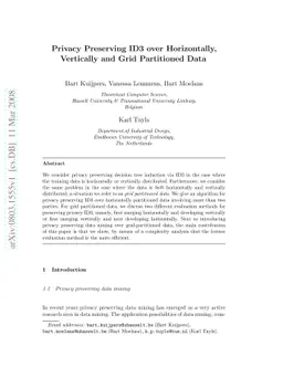 Privacy Preserving ID3 over Horizontally, Vertically and Grid
  Partitioned Data