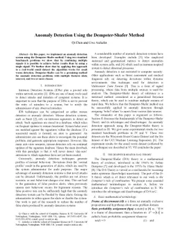 Dempster-Shafer for Anomaly Detection