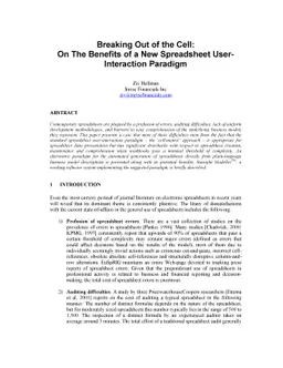 Breaking Out of the Cell: On The Benefits of a New Spreadsheet
  User-Interaction Paradigm