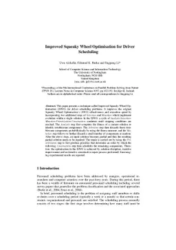 Improved Squeaky Wheel Optimisation for Driver Scheduling