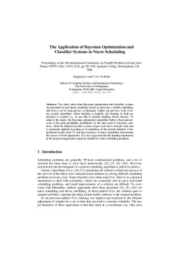 The Application of Bayesian Optimization and Classifier Systems in Nurse
  Scheduling