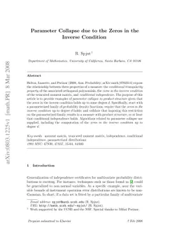 Parameter Collapse due to the Zeros in the Inverse Condition