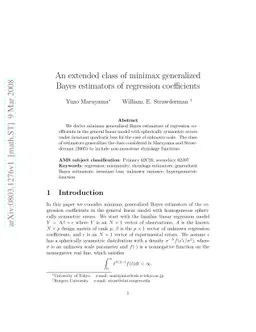An extended class of minimax generalized Bayes estimators of regression
  coefficients