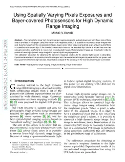 Using Spatially Varying Pixels Exposures and Bayer-covered Photosensors
  for High Dynamic Range Imaging