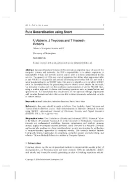 Rule Generalisation in Intrusion Detection Systems using Snort