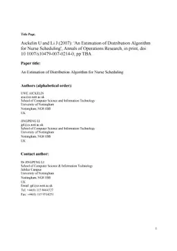 An Estimation of Distribution Algorithm for Nurse Scheduling