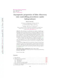 Asymptotic properties of false discovery rate controlling procedures
  under independence