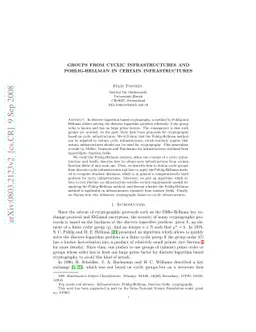 Groups from Cyclic Infrastructures and Pohlig-Hellman in Certain
  Infrastructures