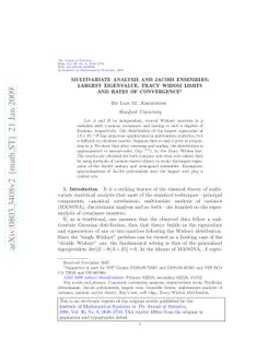 Multivariate analysis and Jacobi ensembles: largest eigenvalue,
  Tracy--Widom limits and rates of convergence