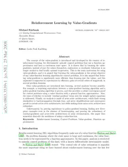 Reinforcement Learning by Value Gradients