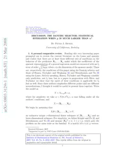 Discussion: The Dantzig selector: Statistical estimation when $p$ is
  much larger than $n$