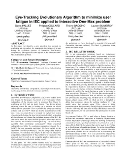 Eye-Tracking Evolutionary Algorithm to minimize user's fatigue in IEC
  applied to Interactive One-Max problem