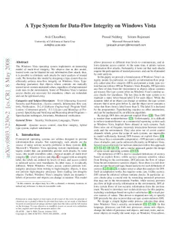 A Type System for Data-Flow Integrity on Windows Vista