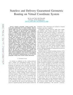 Stateless and Delivery Guaranteed Geometric Routing on Virtual
  Coordinate System