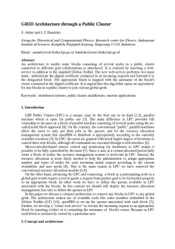 GRID Architecture through a Public Cluster