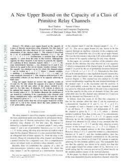 A New Upper Bound on the Capacity of a Class of Primitive Relay Channels