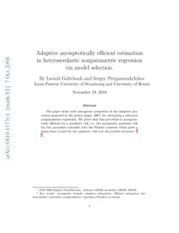 Adaptive asymptotically efficient estimation in heteroscedastic
  nonparametric regression via model selection