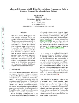 A Layered Grammar Model: Using Tree-Adjoining Grammars to Build a Common
  Syntactic Kernel for Related Dialects