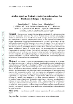 Analyse spectrale des textes: détection automatique des frontières
  de langue et de discours
