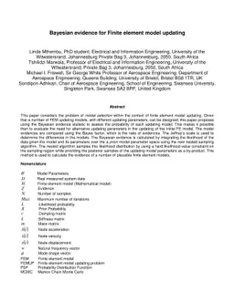 Bayesian evidence for finite element model updating