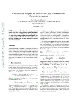 Concentration Inequalities and Laws of Large Numbers under Epistemic
  Irrelevance