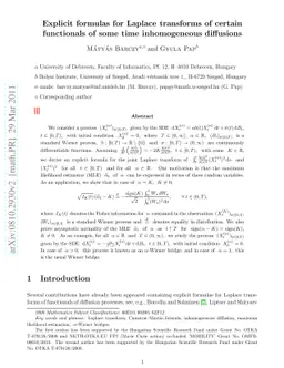 Explicit formulas for Laplace transforms of certain functionals of some
  time inhomogeneous diffusions
