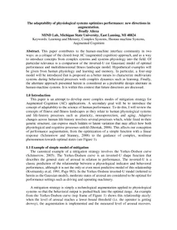 The adaptability of physiological systems optimizes performance: new
  directions in augmentation