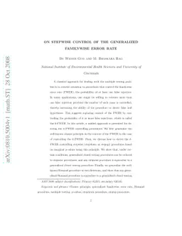 On Stepwise Control of the Generalized Familywise Error Rate