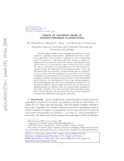 Choice of neighbor order in nearest-neighbor classification