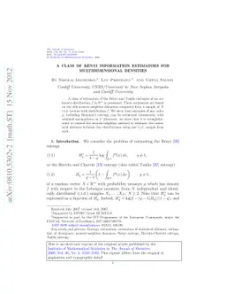 A class of Rényi information estimators for multidimensional
  densities