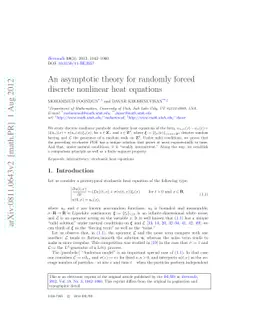 An asymptotic theory for randomly forced discrete nonlinear heat
  equations