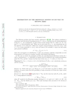 Distribution of the Brownian motion on its way to hitting zero