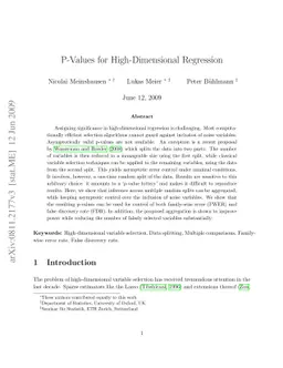 P-values for high-dimensional regression