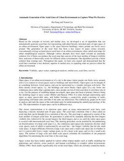 Automatic Generation of the Axial Lines of Urban Environments to Capture
  What We Perceive