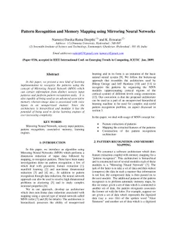 Pattern Recognition and Memory Mapping using Mirroring Neural Networks