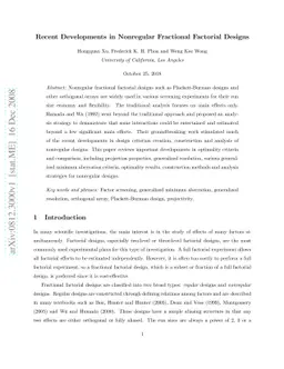 Recent Developments in Nonregular Fractional Factorial Designs
