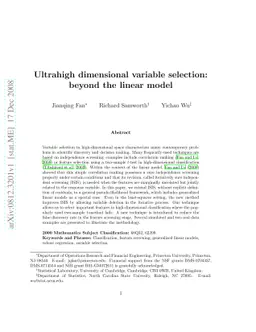 Ultrahigh dimensional variable selection: beyond the linear model
