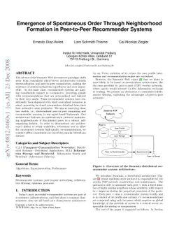 Emergence of Spontaneous Order Through Neighborhood Formation in
  Peer-to-Peer Recommender Systems
