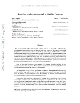 Kronecker Graphs: An Approach to Modeling Networks