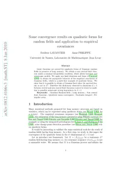 Some convergence results on quadratic forms for random fields and
  application to empirical covariances