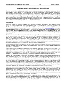 Moveable objects and applications, based on them