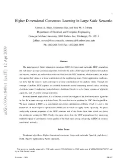 Higher Dimensional Consensus: Learning in Large-Scale Networks