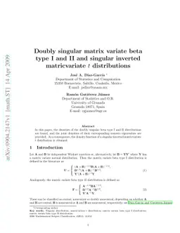Doubly singular matrix variate beta type I and II and singular inverted
  matricvariate $t$ distributions